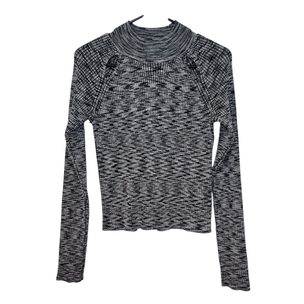 Wynter Mock Neck Marled Knit Long Sleeve Top Medium
